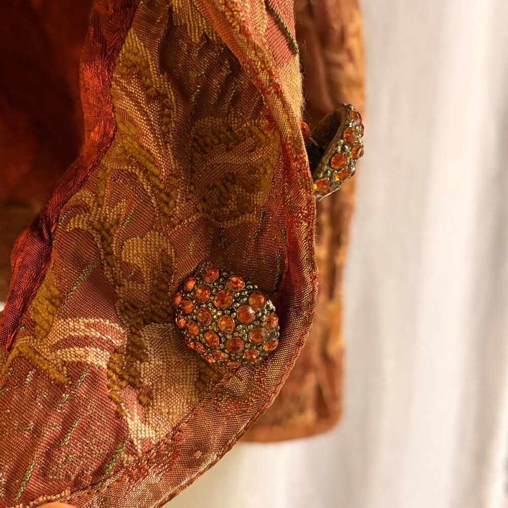Yak Magik Small Tapestry Jacket Embellished Buttons Boho Cropped Blazer - Picture 4 of 8